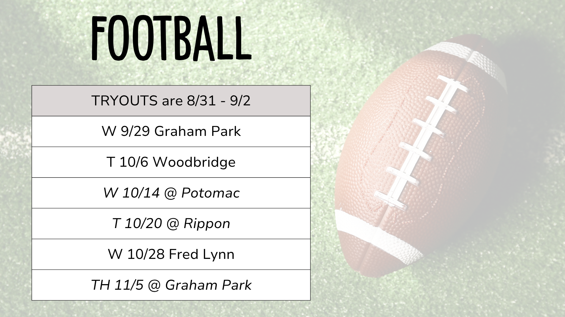 2026 football schedule