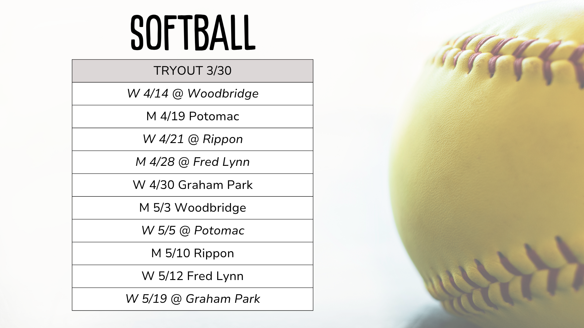 girls softball 2026