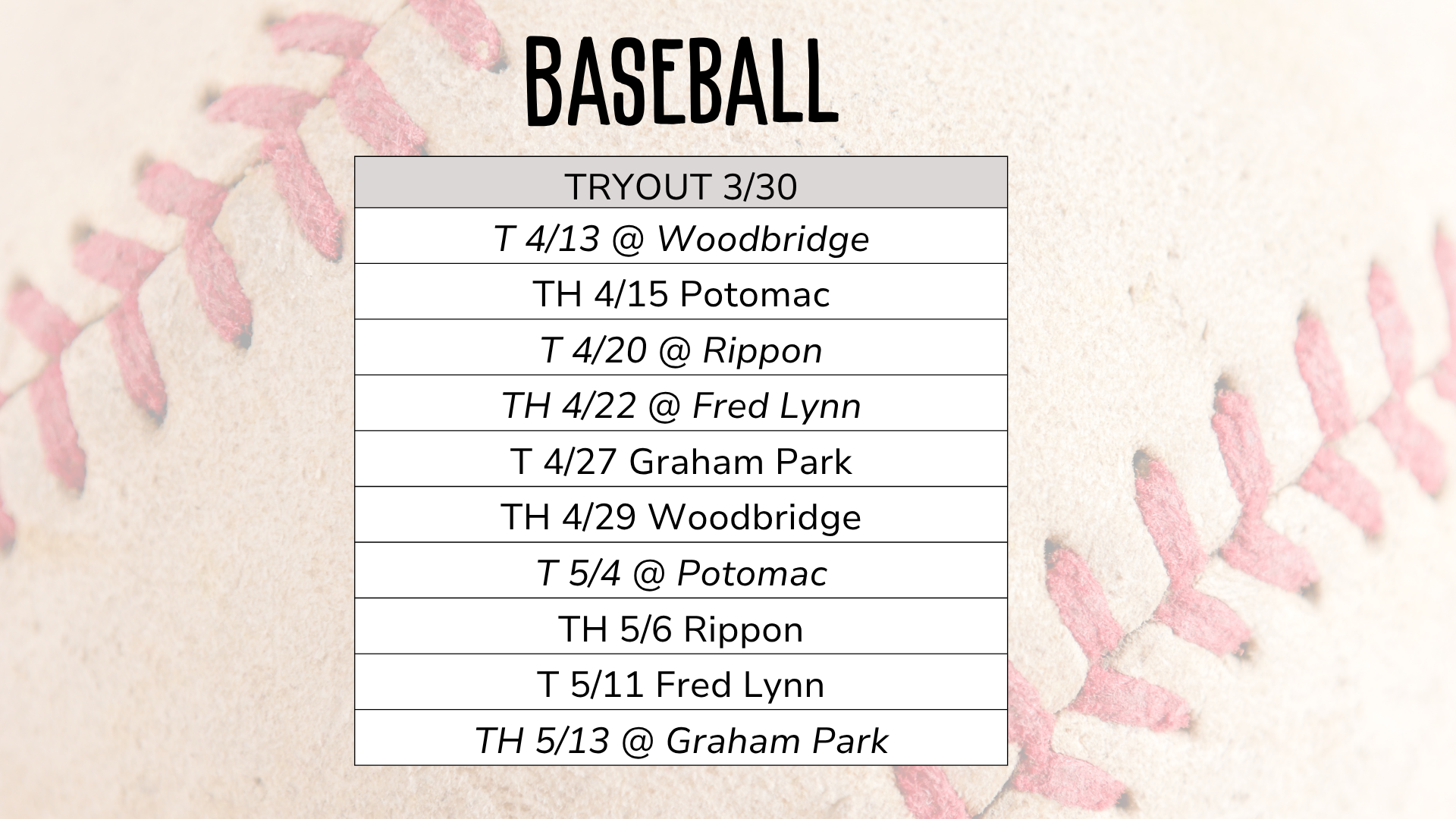 boys baseball 2026