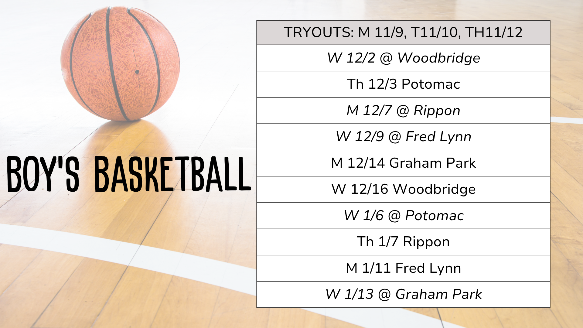 boys basket ball 2026