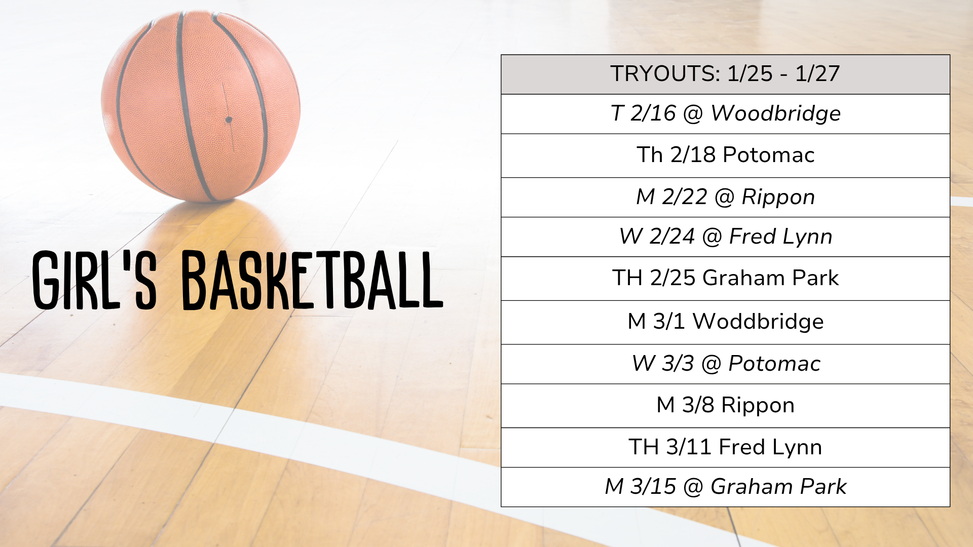 girls basketball 2026