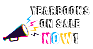 Megaphone with the words Yearbooks on Sale Now!